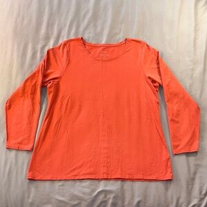 J.Jill Pure Jill Long Sleeve Tee Pima Cotton Pumpkin Spice Orange 2X Fall Basic